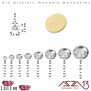 Opak - 2x3 mm - Göl Mavi - Kristal Rondela Boncuk / 200 Adet