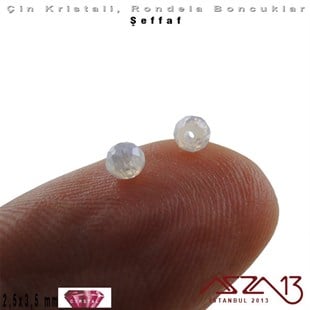 Şeffaf - 2,5x3,5 mm - Beyaz - Kristal Rondela Boncuk / 150 Adet