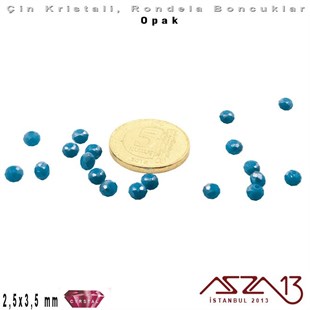Opak - 2,5x3,5 mm - Deniz Mavi - Kristal Rondela Boncuk / 150 Adet