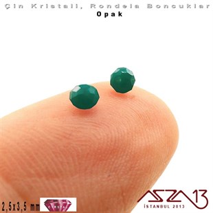 Opak - 2,5x3,5 mm - Neft Yeşil - Kristal Rondela Boncuk / 150 Adet