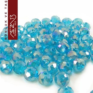 5x6 mm - Kristal - Efektli Mavi - Rondela Boncuk / 100 Adet