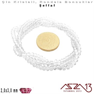 Şeffaf - 2x3 mm - Süt Beyaz - Kristal Rondela Boncuk / 200 Adet