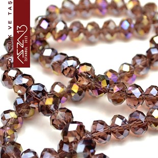 6x8 mm - Kristal - Efektli Açık Ametis (Amethyst) - Rondela Boncuk / 70 Adet