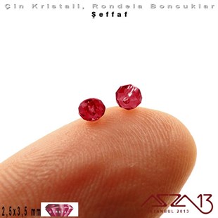 Şeffaf - 2,5x3,5 mm - Bordo - Kristal Rondela Boncuk / 150 Adet