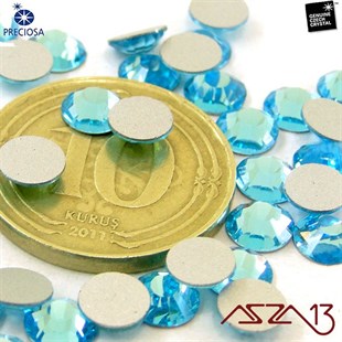SS20 Chaton Rose (4,7 mm) Altı Düz Yapıştırma Bermuda Blue, Kristal Taş  / Paket İçeriği 36 Adet