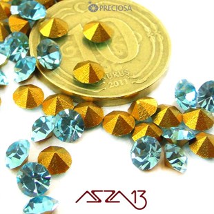 SS16 Optima (3,9 mm) Altı Sivri Aqua Bohemica, Kristal Taş  / Paket İçeriği 72 Adet