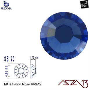 SS20 Chaton Rose (4,7 mm) Altı Düz Yapıştırma Sapphire, Kristal Taş  / Paket İçeriği 36 Adet