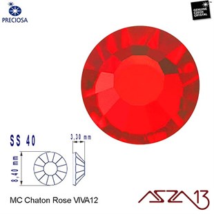SS40 Chaton Rose (8,4 mm) Altı Düz Yapıştırma Siam Kristal Taş  / Paket İçeriği 10 Adet