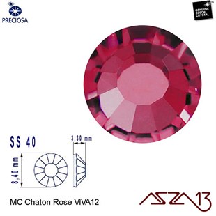 SS40 Chaton Rose (8,4 mm) Altı Düz Yapıştırma Amethyst Kristal Taş  / Paket İçeriği 10 Adet