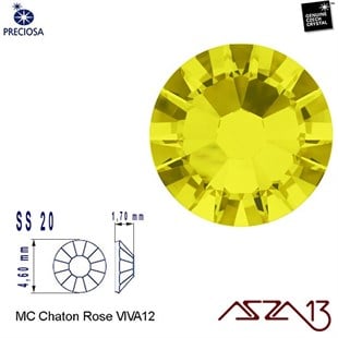 SS20 Chaton Rose (4,7 mm) Altı Düz Yapıştırma Citrine, Kristal Taş  / Paket İçeriği 36 Adet