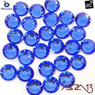 SS20 Chaton Rose (4,7 mm) Altı Düz Yapıştırma Sapphire, Kristal Taş  / Paket İçeriği 36 Adet