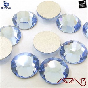 SS40 Chaton Rose (8,4 mm) Altı Düz Yapıştırma Light Sapphire Kristal Taş  / Paket İçeriği 10 Adet