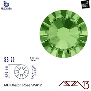 SS20 Chaton Rose (4,7 mm) Altı Düz Yapıştırma Peridot, Kristal Taş  / Paket İçeriği 36 Adet
