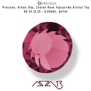 SS40 Chaton Rose (8,4 mm) Altı Düz Yapıştırma Amethyst Kristal Taş  / Paket İçeriği 10 Adet