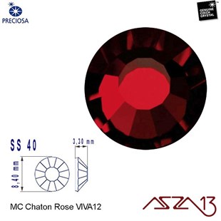 SS40 Chaton Rose (8,4 mm) Altı Düz Yapıştırma Light Garnet Kristal Taş  / Paket İçeriği 10 Adet