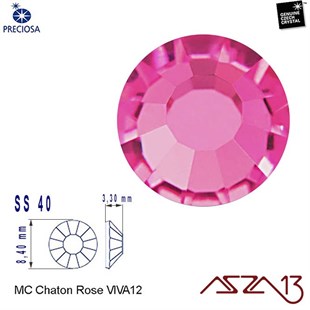 SS40 Chaton Rose (8,4 mm) Altı Düz Yapıştırma Fuchsia Kristal Taş  / Paket İçeriği 10 Adet
