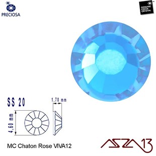 SS20 Chaton Rose (4,7 mm) Altı Düz Yapıştırma Bermuda Blue, Kristal Taş  / Paket İçeriği 36 Adet