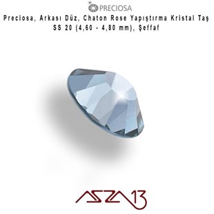 SS20 Chaton Rose (4,7 mm) Altı Düz Yapıştırma Light Sapphire, Kristal Taş  / Paket İçeriği 36 Adet