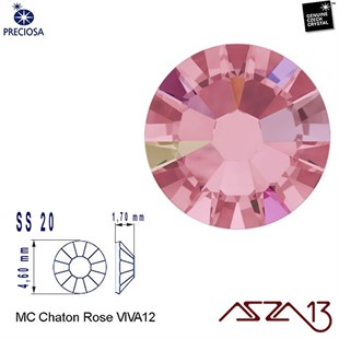 SS20 Chaton Rose (4,7 mm) Altı Düz Yapıştırma Light Rose AB Efektli Kristal Taş  / Paket İçeriği 36 Adet