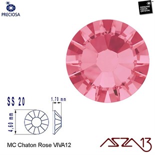 SS20 Chaton Rose (4,7 mm) Altı Düz Yapıştırma Rose, Kristal Taş  / Paket İçeriği 36 Adet