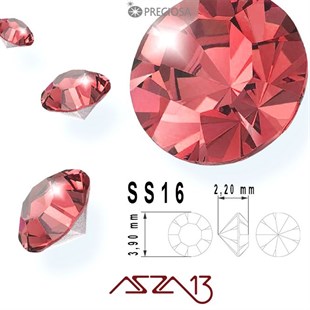 SS16 Optima (3,9 mm) Altı Sivri Rose, Kristal Taş  / Paket İçeriği 72 Adet