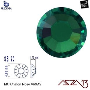SS20 Chaton Rose (4,7 mm) Altı Düz Yapıştırma Emerald, Kristal Taş  / Paket İçeriği 36 Adet