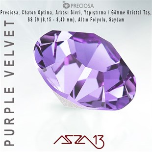 SS39 Optima (8,3 mm) Altı Sivri Purple Velvet Kristal Taş  / Paket İçeriği 9 Adet