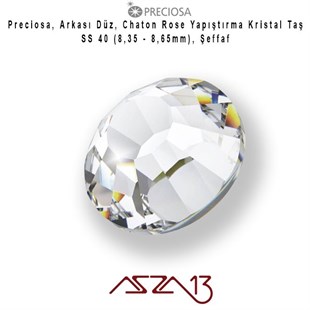 SS40 Chaton Rose (8,4 mm) Altı Düz Yapıştırma Crystal Kristal Taş  / Paket İçeriği 10 Adet