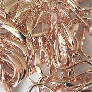 Küpe Kancası / Rose Altın renk, Yassı Çengel / 17 mm / 1 Çift