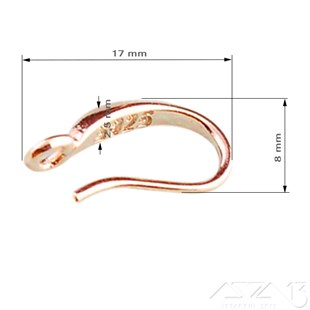 Küpe Kancası / Rose Altın renk, Yassı Çengel / 17 mm / 1 Çift
