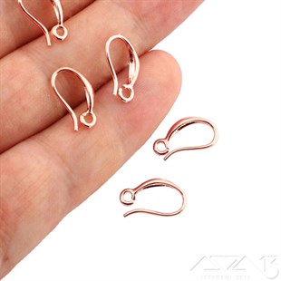 Küpe Kancası / Rose Altın renk, Yassı Çengel / 17 mm / 1 Çift