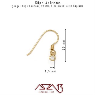 Altın Kaplamalı, Çengel Şekilli Küpe Kancası / Paket İçeriği 10 Çift