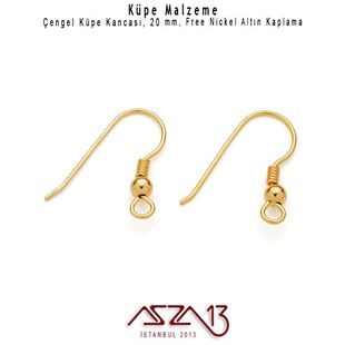 Altın Kaplamalı, Çengel Şekilli Küpe Kancası / Paket İçeriği 10 Çift