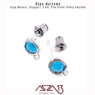 Gümüş Kaplamalı Pirinç Küpe Mermisi (Arkası) / Paket İçeriği 20 Adet