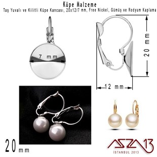 Gümüş / Rodyum Kaplamalı, Kilitli ve Taş Yuvalı Küpe Kancası / Paket İçeriği 1 Çift