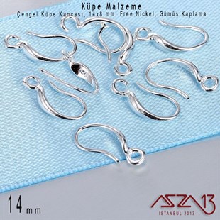 Gümüş Kaplamalı, Çengel Küpe Kancası / Paket İçeriği 1 Çift