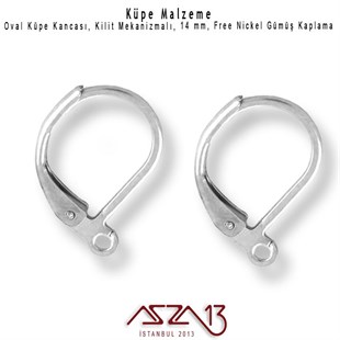 Gümüş Kaplamalı, Damla Şekilli Kilitli Küpe Kancası / Paket İçeriği 5 Çift
