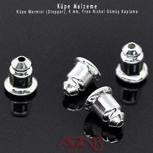 Gümüş Kaplamalı Pirinç Küpe Mermisi (Arkası) / Paket İçeriği 20 Adet