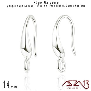 Gümüş Kaplamalı, Çengel Küpe Kancası / Paket İçeriği 1 Çift