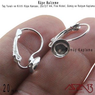 Gümüş / Rodyum Kaplamalı, Kilitli ve Taş Yuvalı Küpe Kancası / Paket İçeriği 1 Çift