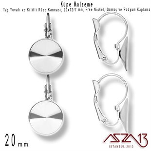 Gümüş / Rodyum Kaplamalı, Kilitli ve Taş Yuvalı Küpe Kancası / Paket İçeriği 1 Çift