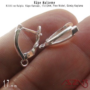 Gümüş Kaplamalı, Kilitli ve Kulplu Küpe Kancası / Paket İçeriği 1 Çift