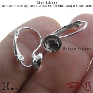 Gümüş / Rodyum Kaplamalı, Kilitli ve Taş Yuvalı Küpe Kancası / Paket İçeriği 1 Çift