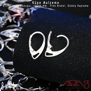 Gümüş Kaplamalı, Kilitli Oval Küpe Kancası / 1 Çift