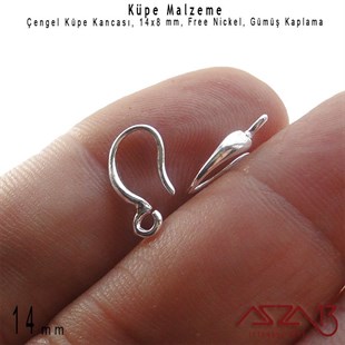 Gümüş Kaplamalı, Çengel Küpe Kancası / Paket İçeriği 1 Çift