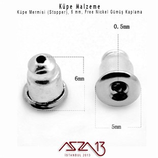 Gümüş Kaplamalı Pirinç Küpe Mermisi (Arkası) / Paket İçeriği 20 Adet