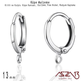 Rodyum Kaplamalı, Kilitli ve Yuvalı, Halka Küpe Kancası / Paket İçeriği 1 Çift