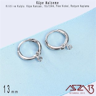 Rodyum Kaplamalı, Kilitli ve Yuvalı, Halka Küpe Kancası / Paket İçeriği 1 Çift