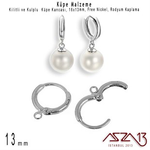 Rodyum Kaplamalı, Kilitli ve Yuvalı, Halka Küpe Kancası / Paket İçeriği 1 Çift