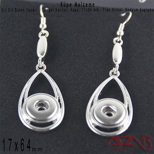 Rodyum Kaplamalı - 12 mm Çıt Çıt Yuvalı - Çengel Kancalı Küpe Gövdesi / 1 Çift